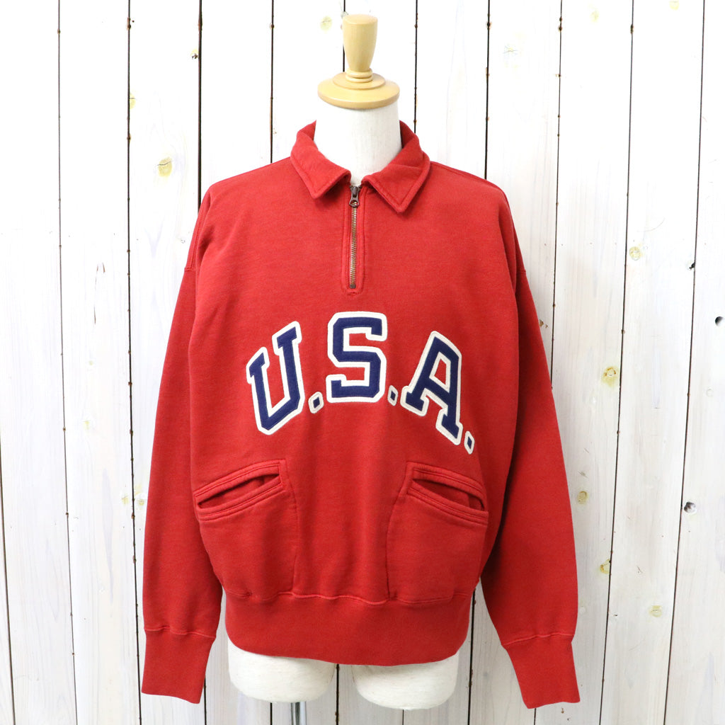 POLO RALPH LAUREN : VINTAGE FIT USA HALF ZIP SWEAT (RED)