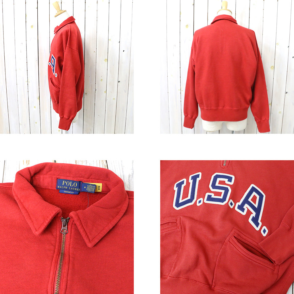 POLO RALPH LAUREN : VINTAGE FIT USA HALF ZIP SWEAT (RED)