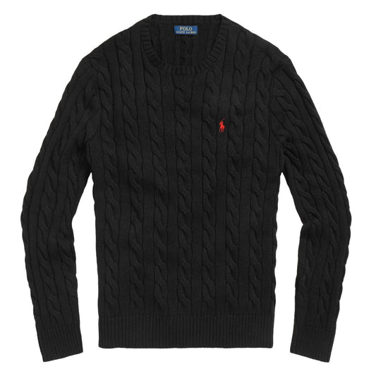POLO RALPH LAUREN : ケーブルニット コットン セーター (POLO BLACK)