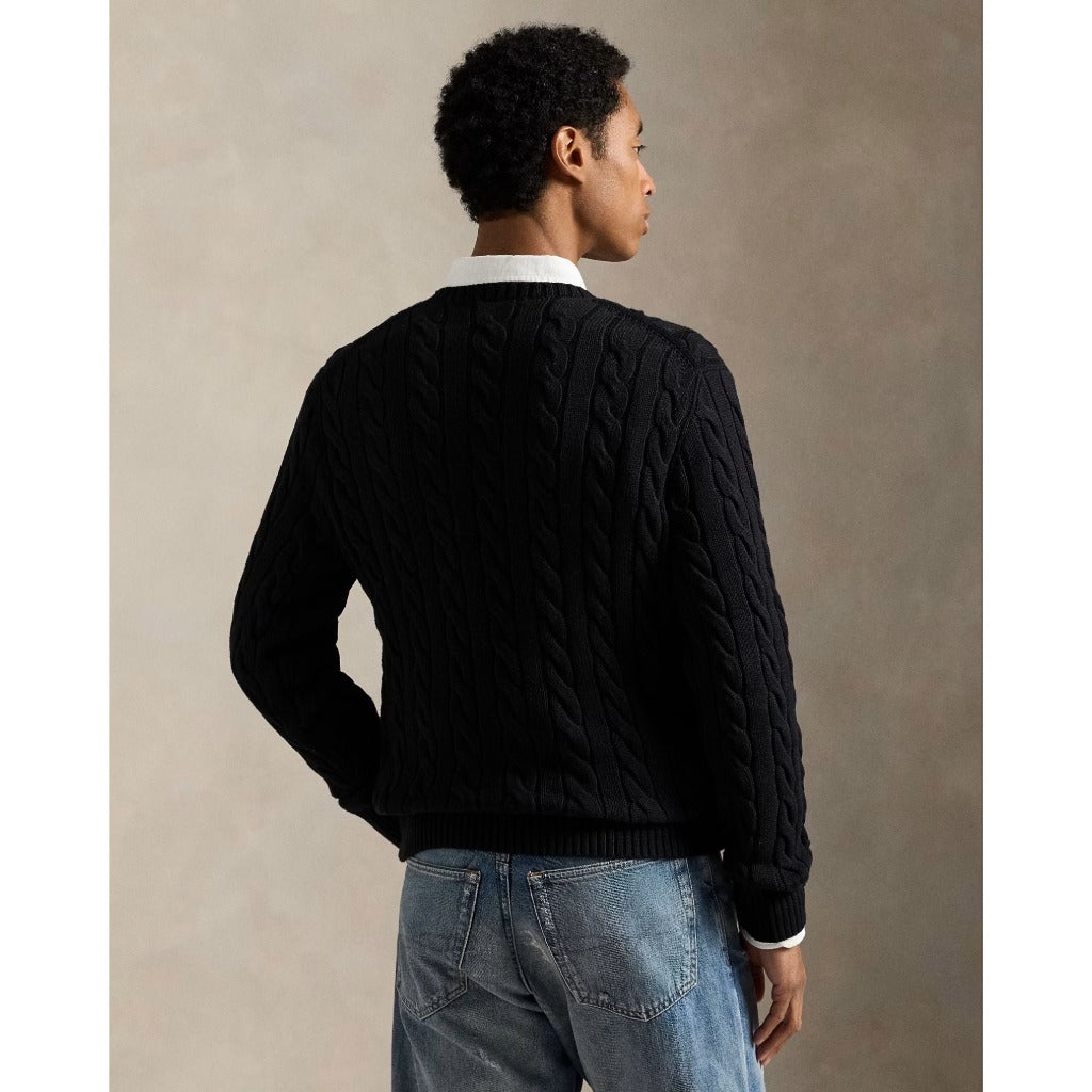 POLO RALPH LAUREN : ケーブルニット コットン セーター (POLO BLACK)