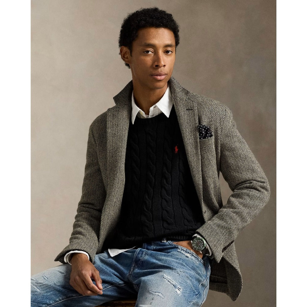 POLO RALPH LAUREN : ケーブルニット コットン セーター (POLO BLACK)