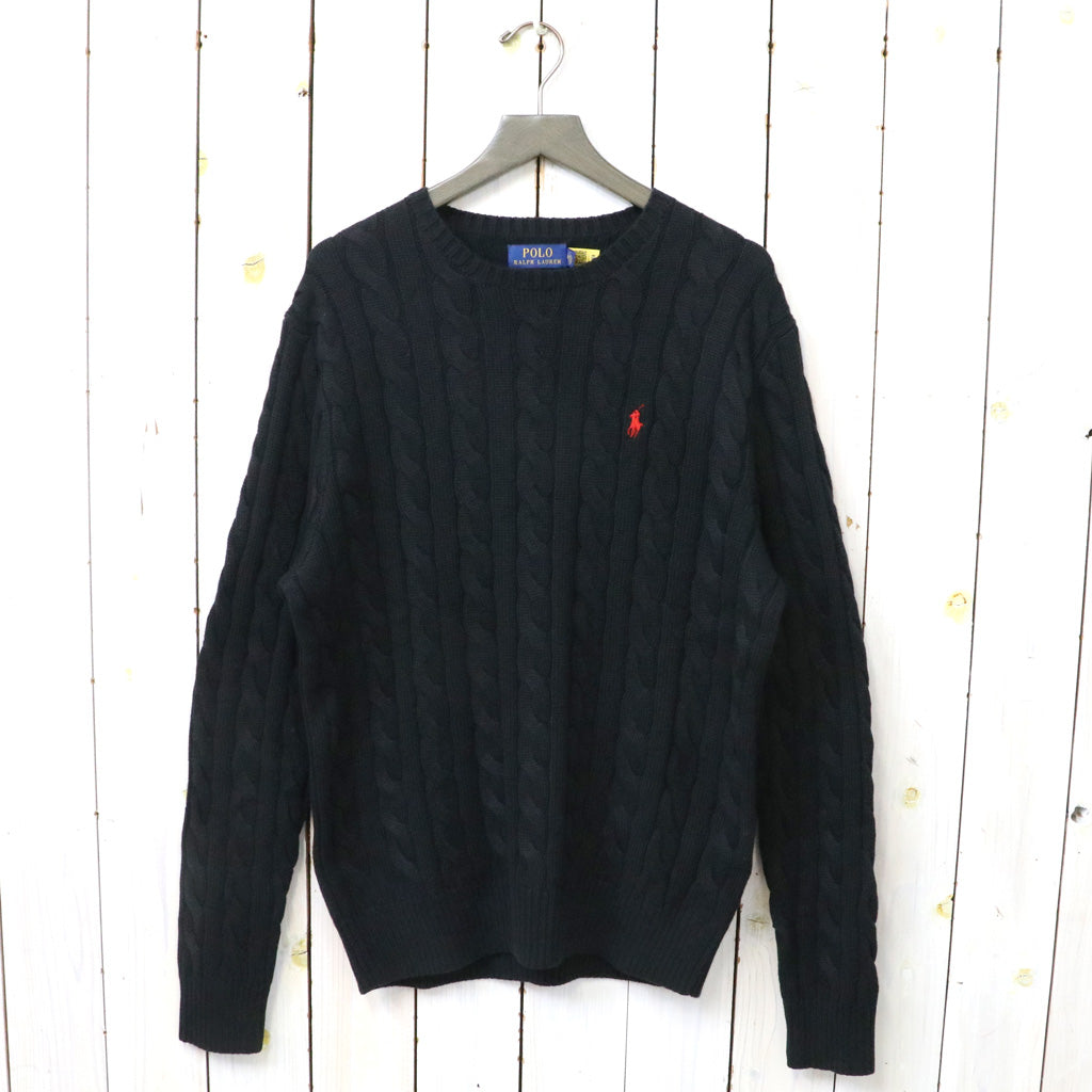 POLO RALPH LAUREN : ケーブルニット コットン セーター (POLO BLACK)