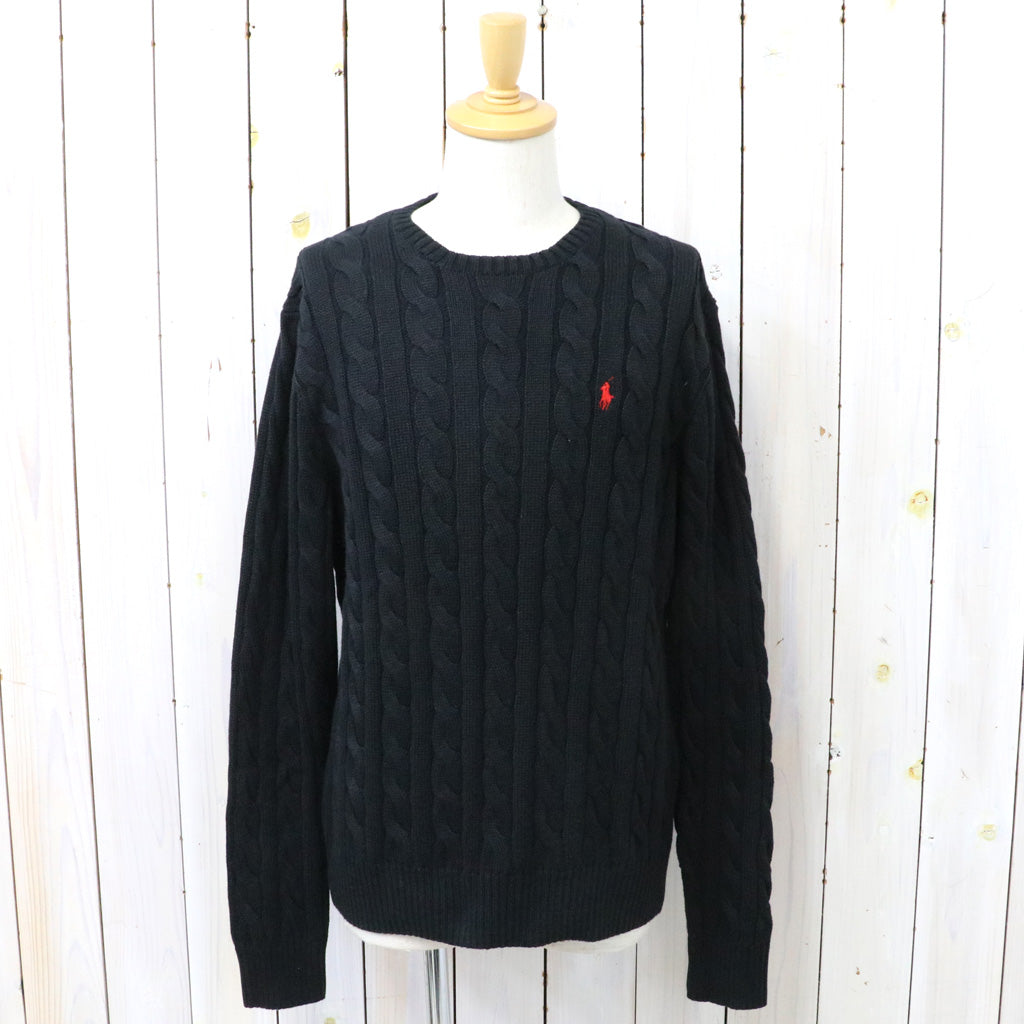 POLO RALPH LAUREN : ケーブルニット コットン セーター (POLO BLACK)