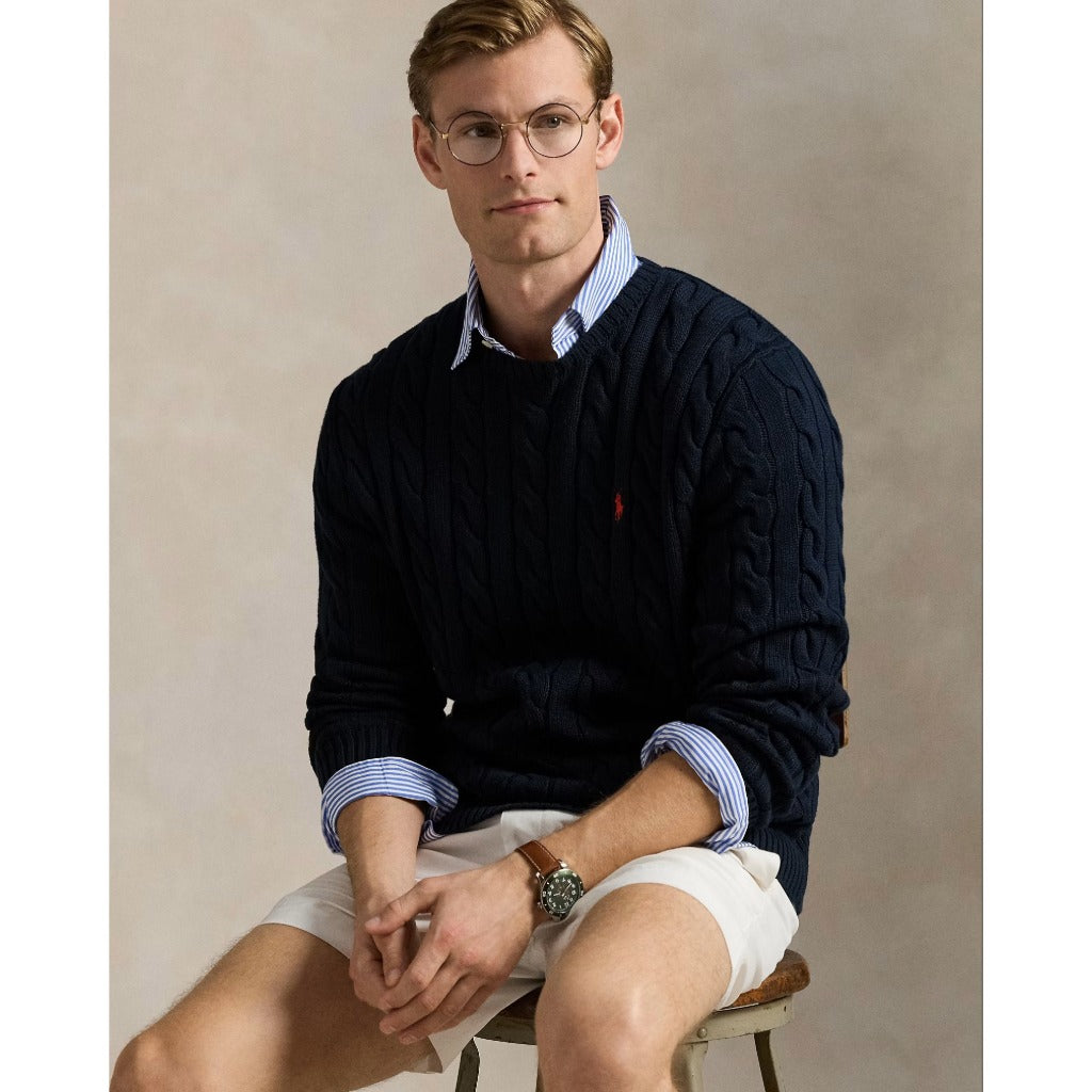 POLO RALPH LAUREN : ケーブルニット コットン セーター (HUNTER NAVY)