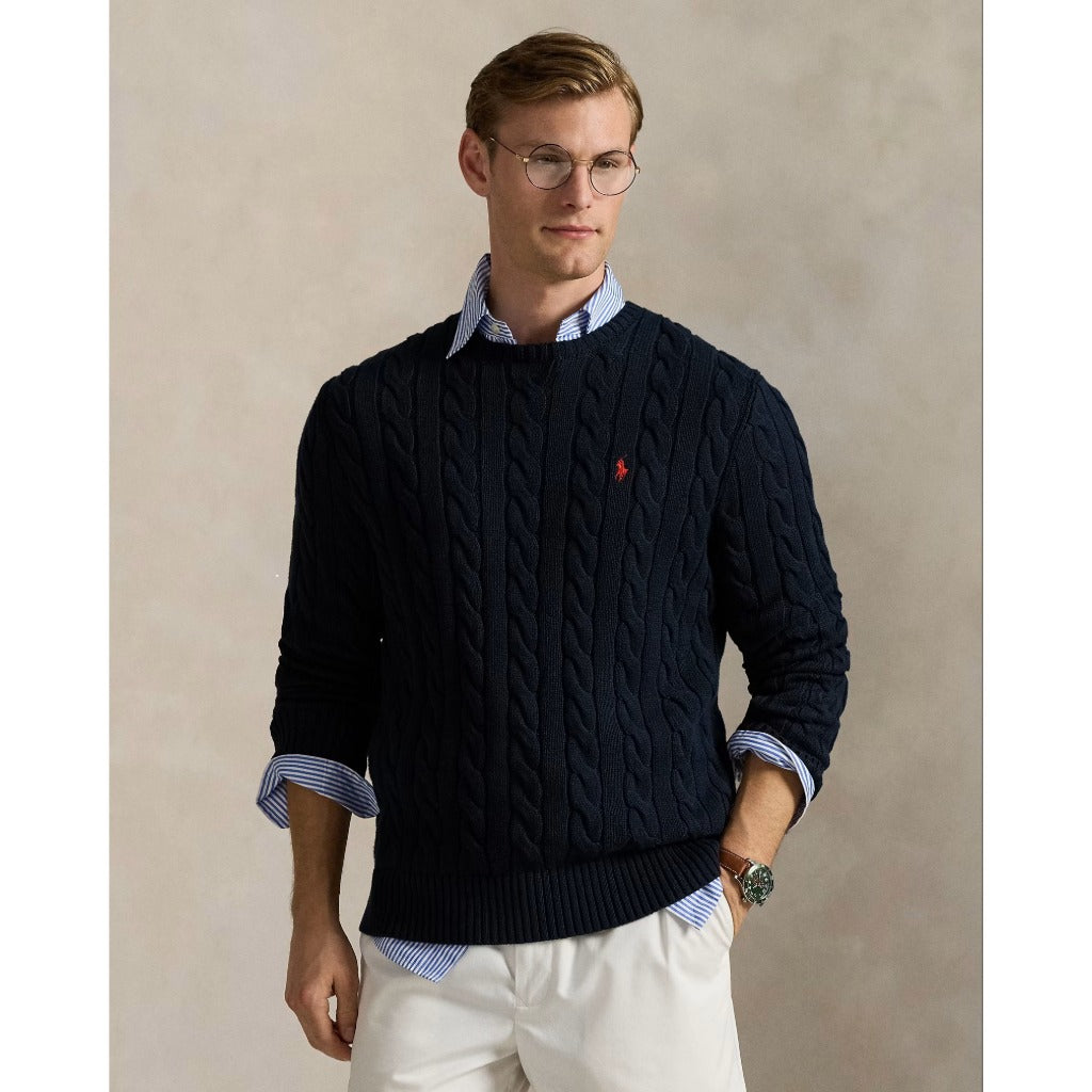 POLO RALPH LAUREN : ケーブルニット コットン セーター (HUNTER NAVY)