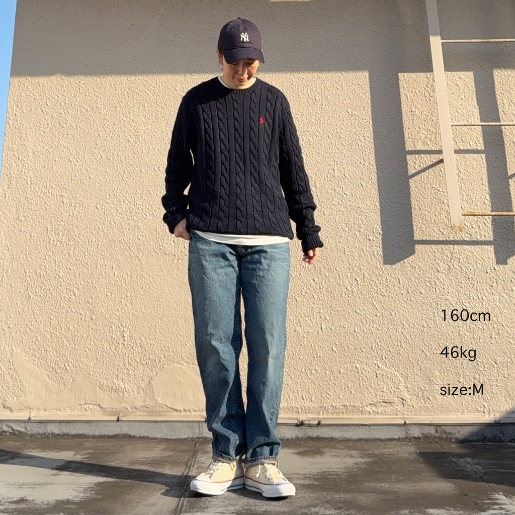 POLO RALPH LAUREN : ケーブルニット コットン セーター (HUNTER NAVY)
