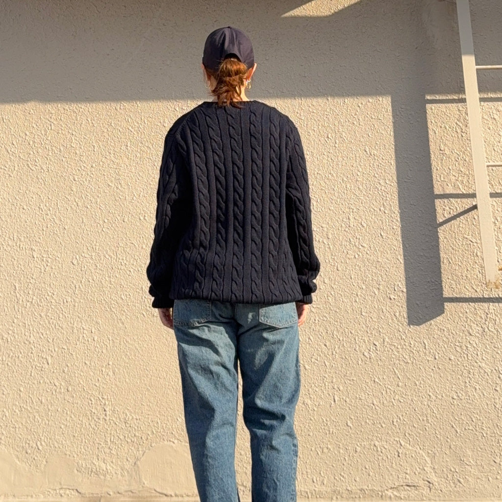 POLO RALPH LAUREN : ケーブルニット コットン セーター (HUNTER NAVY)