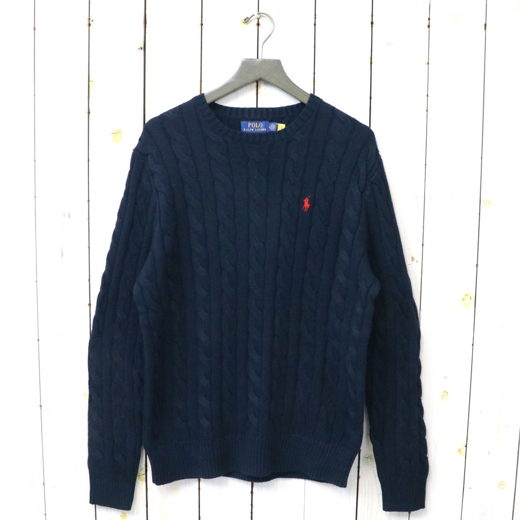 POLO RALPH LAUREN : ケーブルニット コットン セーター (HUNTER NAVY)