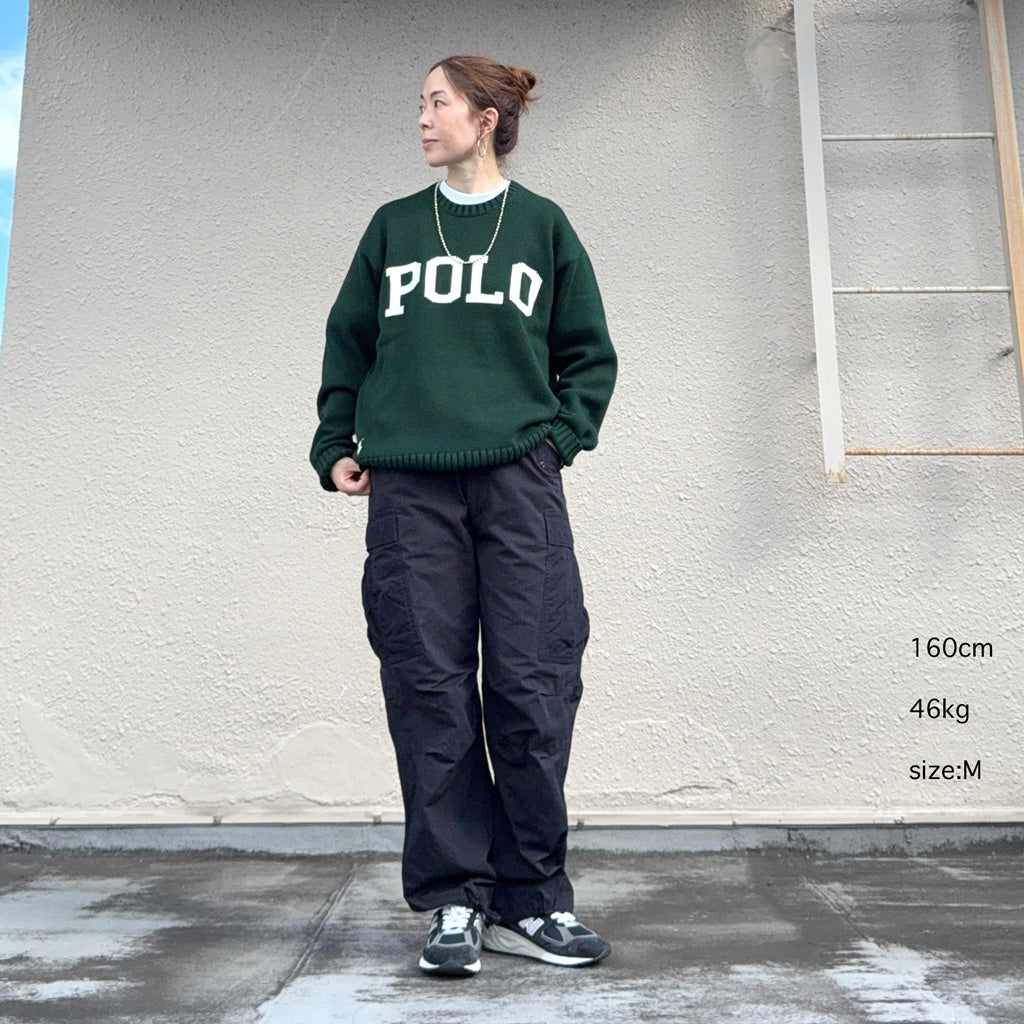 POLO RALPH LAUREN : BIG FIT 5GG COTTON CREW NECK GRAPHIC SWEATER (COLLEGE GREEN)