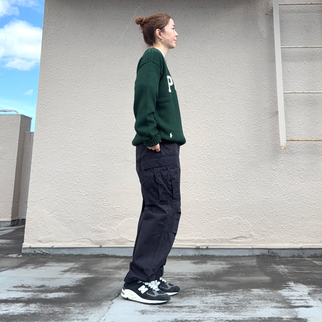 POLO RALPH LAUREN : BIG FIT 5GG COTTON CREW NECK GRAPHIC SWEATER (COLLEGE GREEN)