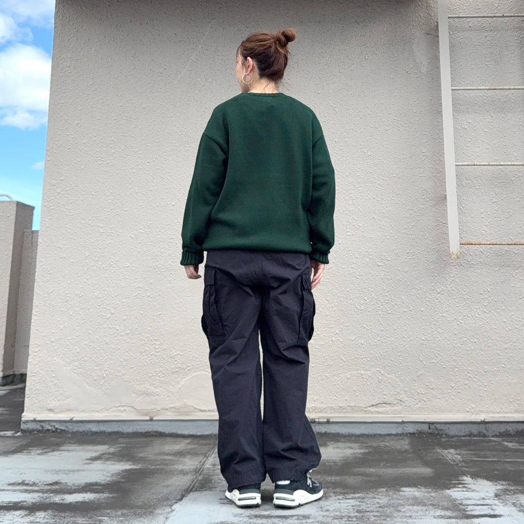 POLO RALPH LAUREN : BIG FIT 5GG COTTON CREW NECK GRAPHIC SWEATER (COLLEGE GREEN)