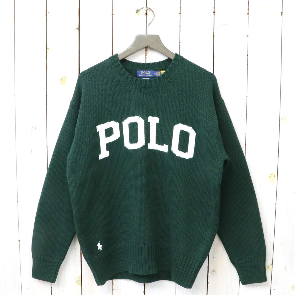 POLO RALPH LAUREN : BIG FIT 5GG COTTON CREW NECK GRAPHIC SWEATER (COLLEGE GREEN)