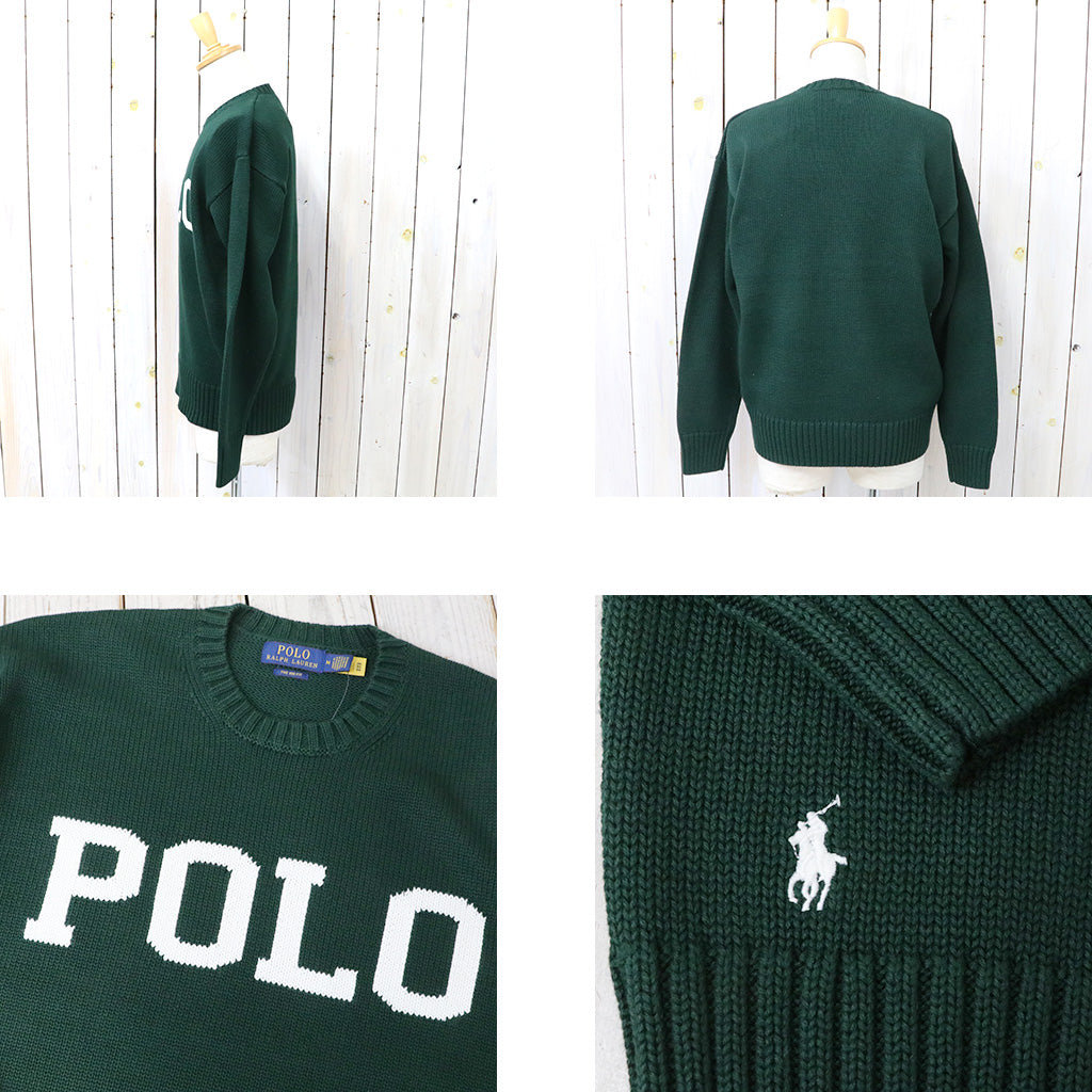 POLO RALPH LAUREN : BIG FIT 5GG COTTON CREW NECK GRAPHIC SWEATER (COLLEGE GREEN)