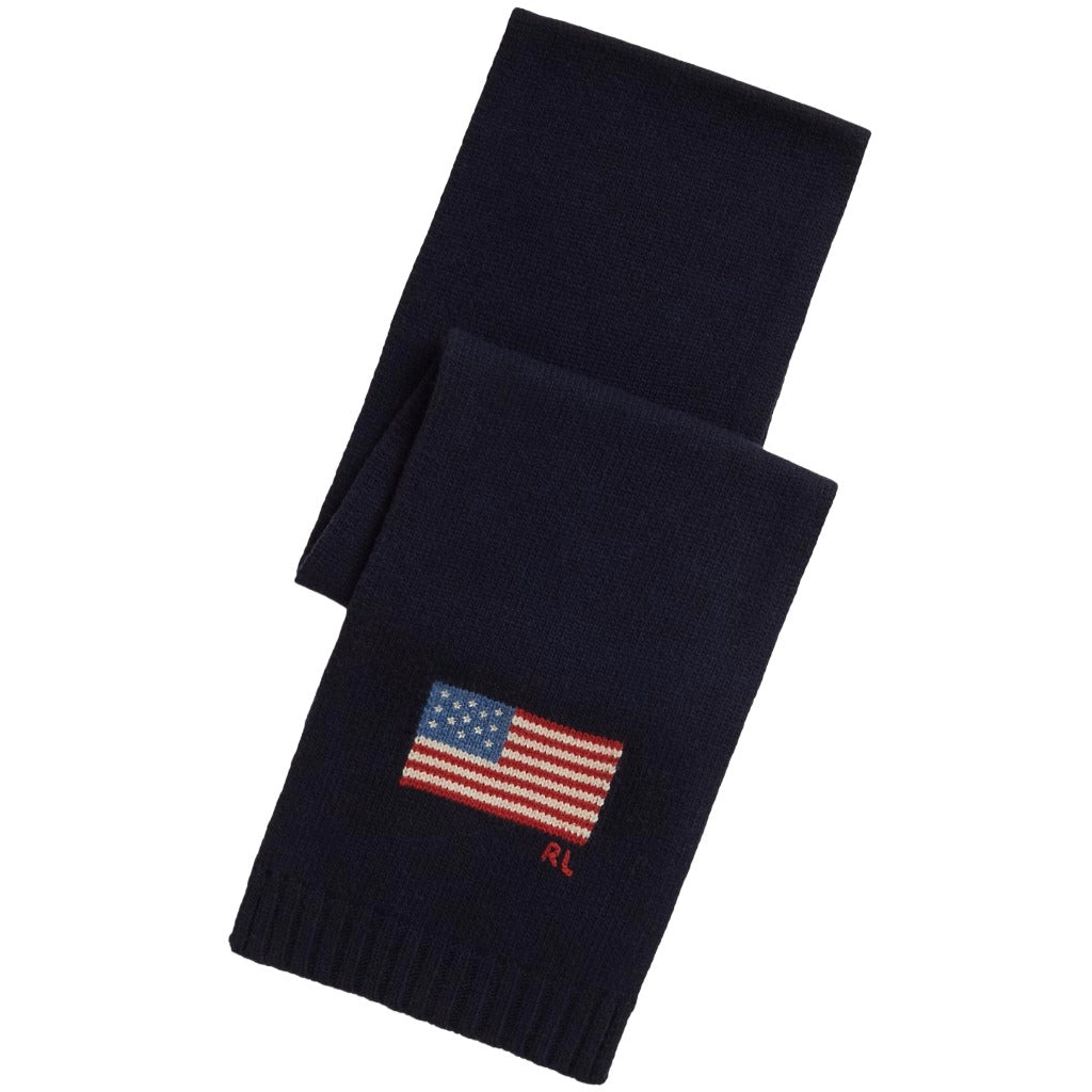 POLO RALPH LAUREN : FLAG KNIT WOOLBLEND SCARF