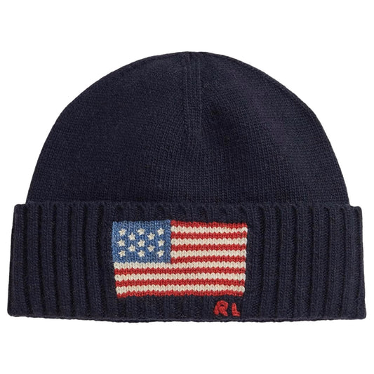 POLO RALPH LAUREN : FLAG INTARSIA WOOLBLEND BEANIE