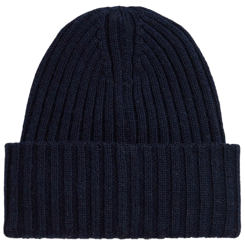 POLO RALPH LAUREN : NY PATCH RIBKNIT WOOL BEANIE (NAVY)