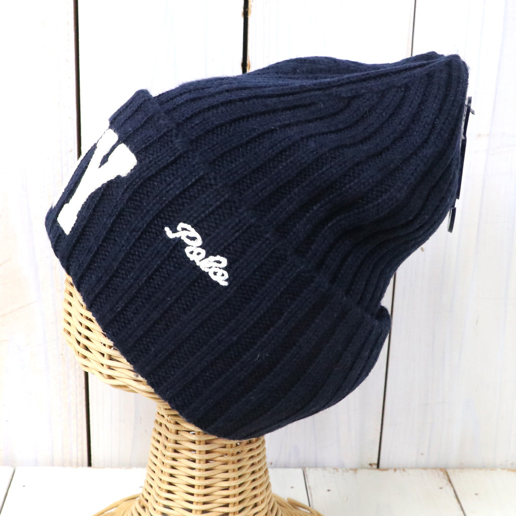POLO RALPH LAUREN : NY PATCH RIBKNIT WOOL BEANIE (NAVY)
