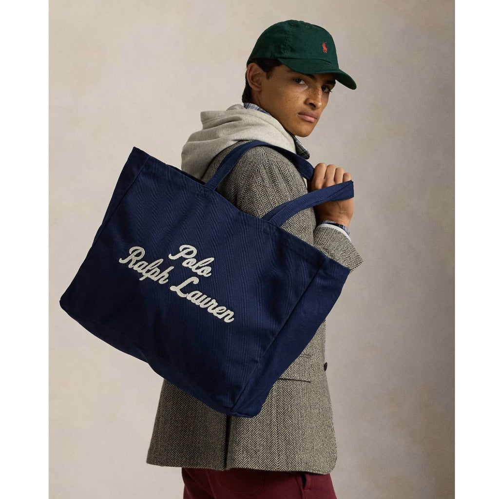 POLO RALPH LAUREN : エンブロイダリー キャンバス トート (NAVY)
