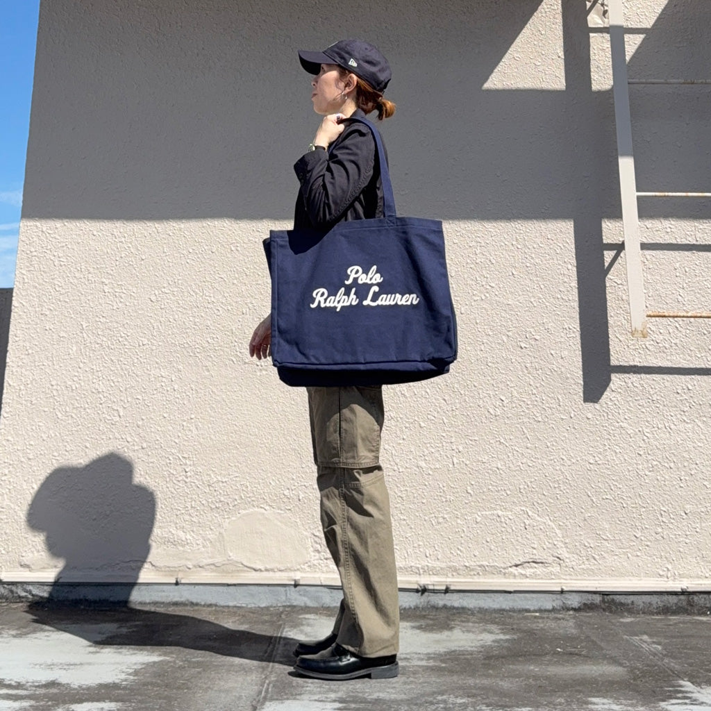 POLO RALPH LAUREN : エンブロイダリー キャンバス トート (NAVY)