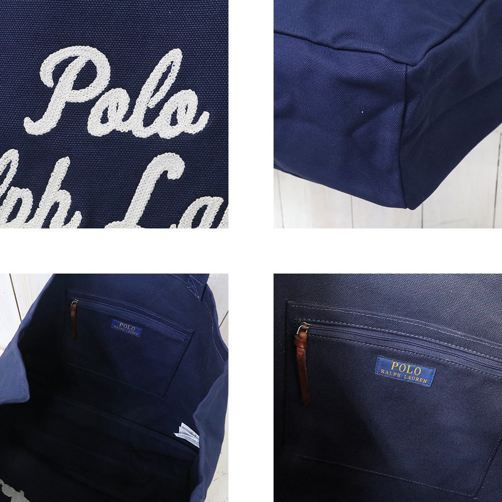 POLO RALPH LAUREN : エンブロイダリー キャンバス トート (NAVY)