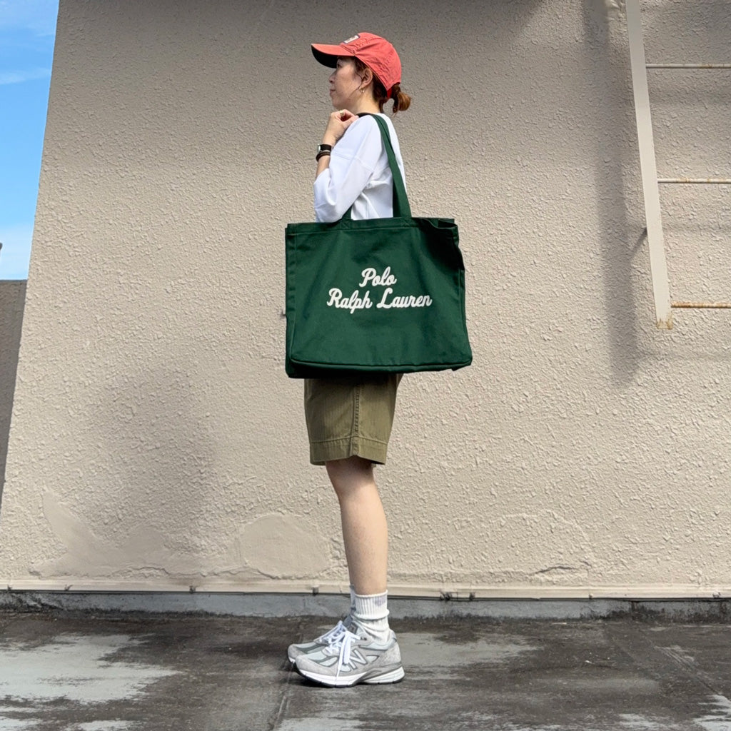 POLO RALPH LAUREN : エンブロイダリー キャンバス トート (GREEN)
