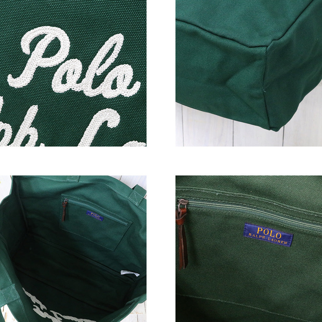 POLO RALPH LAUREN : エンブロイダリー キャンバス トート (GREEN)