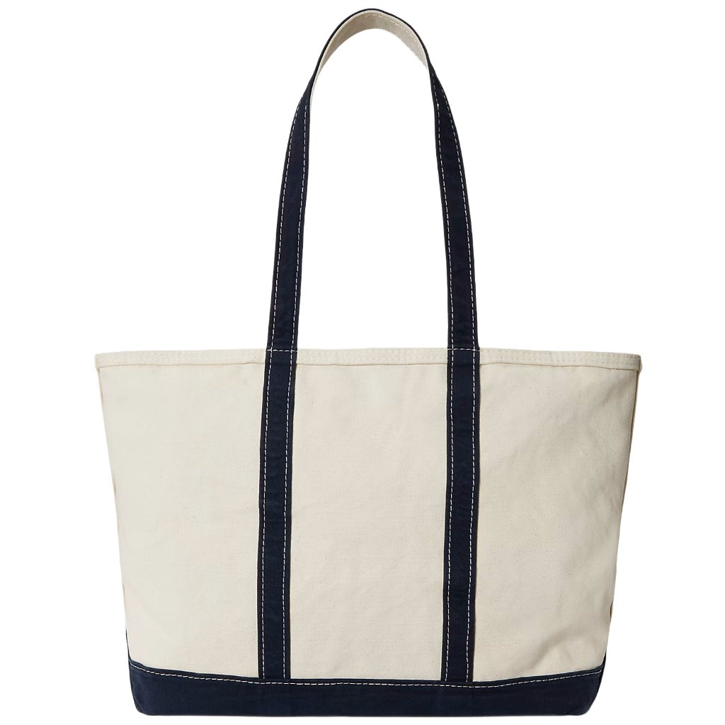 POLO RALPH LAUREN : ロゴ キャンバス ミディアム トート (CREAM/NAVY)