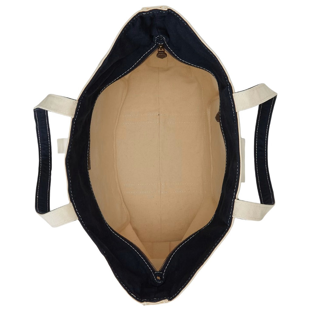 POLO RALPH LAUREN : ロゴ キャンバス ミディアム トート (CREAM/NAVY)