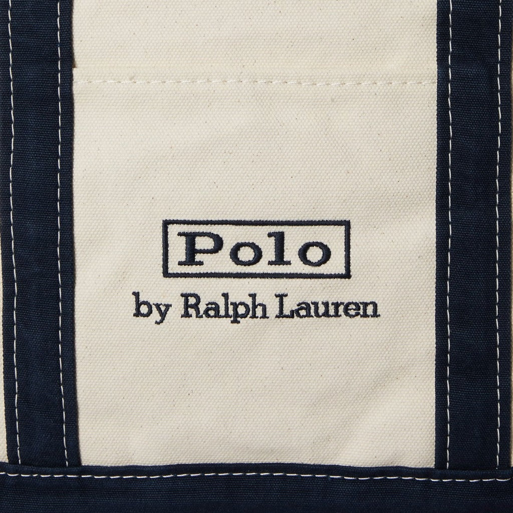 POLO RALPH LAUREN : ロゴ キャンバス ミディアム トート (CREAM/NAVY)