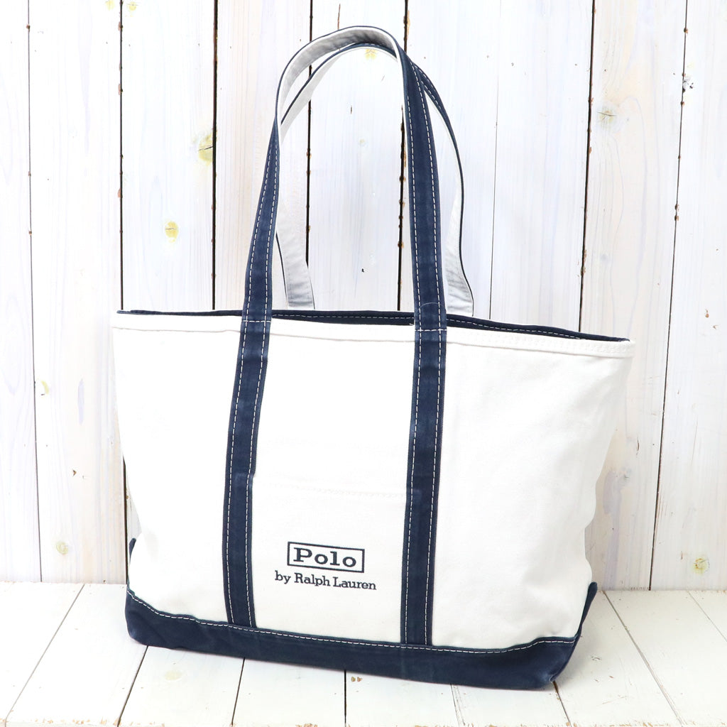 POLO RALPH LAUREN : ロゴ キャンバス ミディアム トート (CREAM/NAVY)