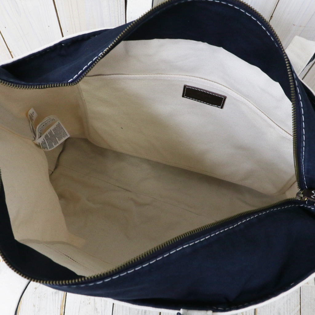 POLO RALPH LAUREN : ロゴ キャンバス ミディアム トート (CREAM/NAVY)