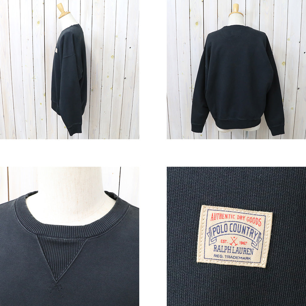 POLO RALPH LAUREN : ガーメントダイ ヘビーウェイト ループバック クルーネック スウェット (POLO BLACK)