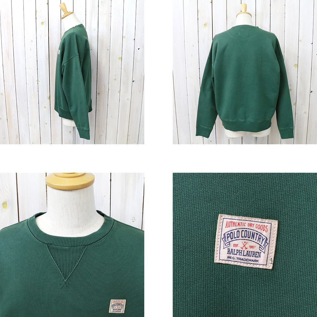 POLO RALPH LAUREN : ガーメントダイ ヘビーウェイト ループバック クルーネック スウェット (GRASS GREEN)