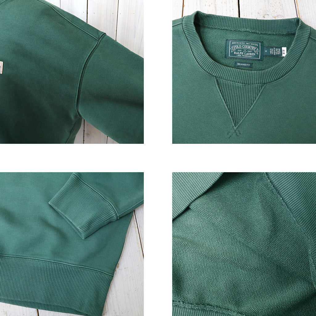 POLO RALPH LAUREN : ガーメントダイ ヘビーウェイト ループバック クルーネック スウェット (GRASS GREEN)