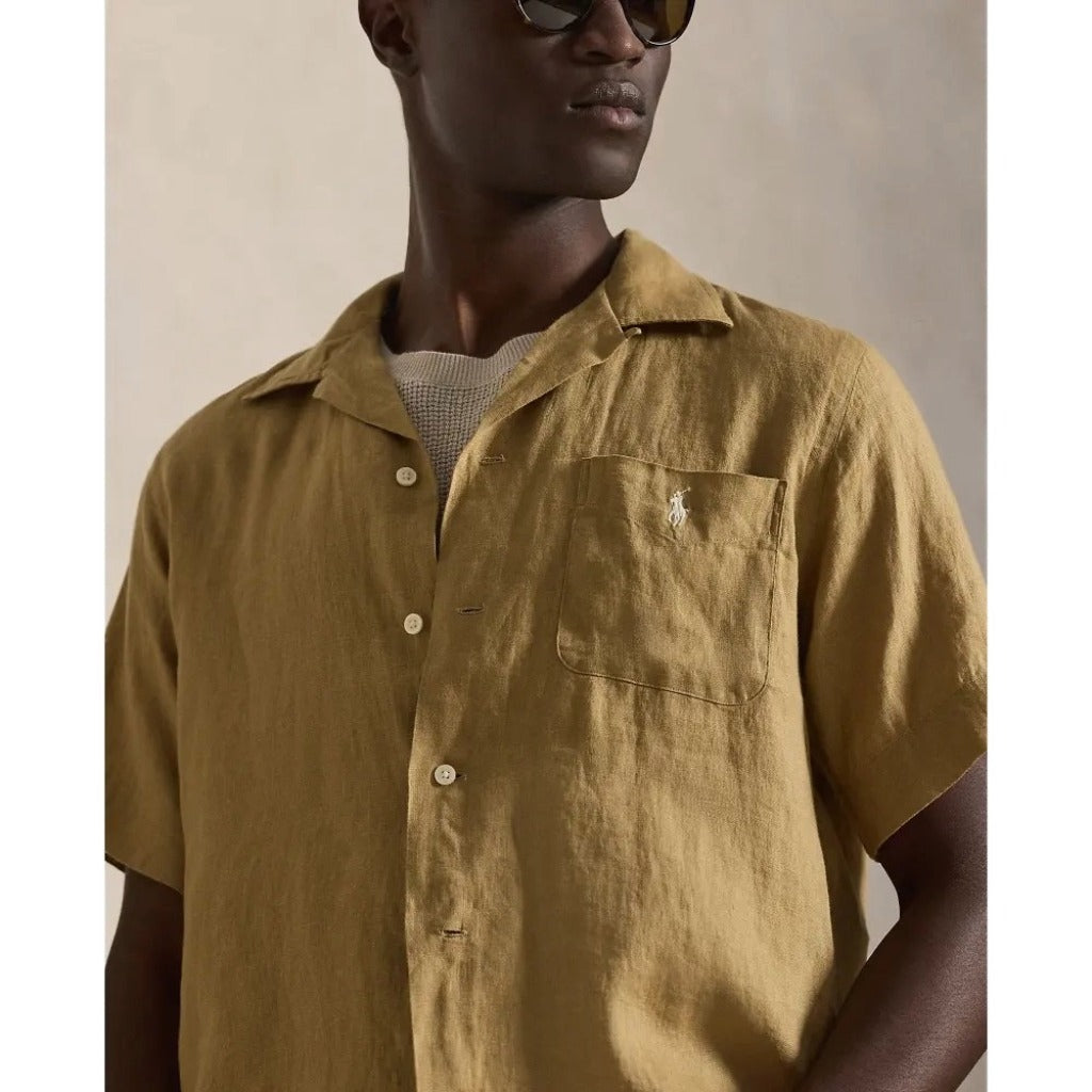 POLO RALPH LAUREN : クラシックフィット リネン キャンプシャツ (CAFE TAN)