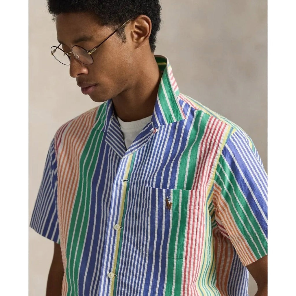 POLO RALPH LAUREN : クラシックフィット ストライプ シアサッカー シャツ (MULTI)