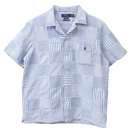 POLO RALPH LAUREN : クラシックフィット パッチワーク シアサッカー シャツ (BLUE)