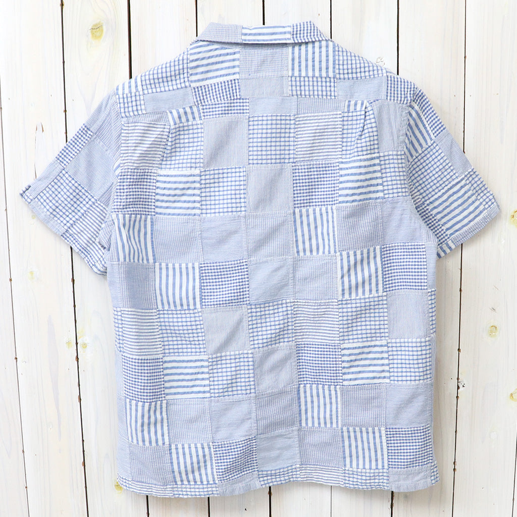 POLO RALPH LAUREN : クラシックフィット パッチワーク シアサッカー シャツ (BLUE)