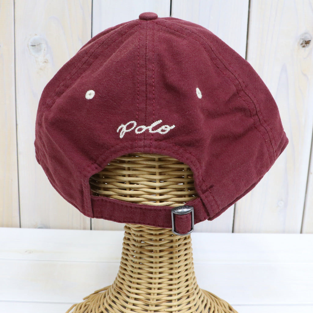 POLO RALPH LAUREN : FELT-PATCH CHAMOIS BASEBALL CAP (RED WINE)