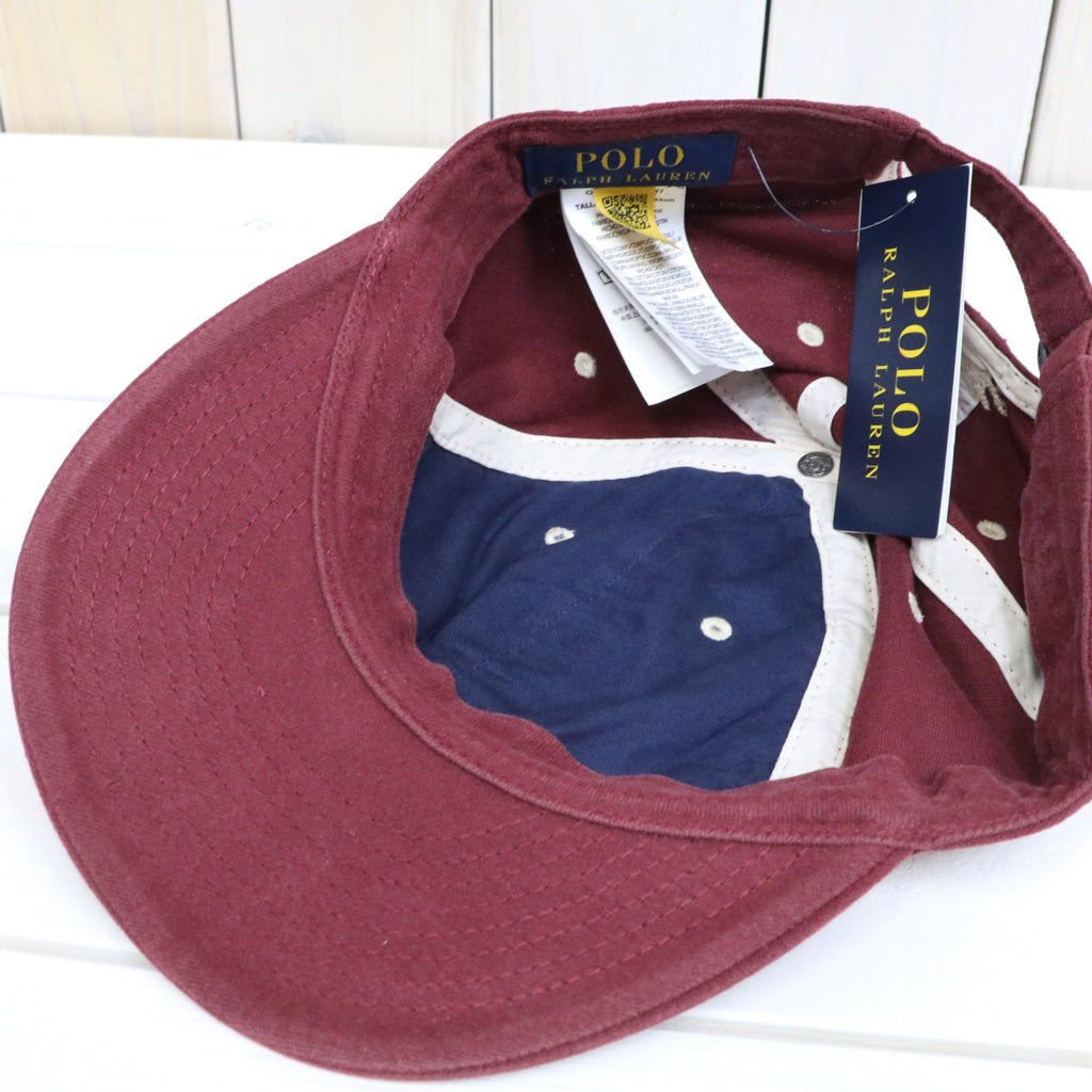 POLO RALPH LAUREN : FELT-PATCH CHAMOIS BASEBALL CAP (RED WINE)