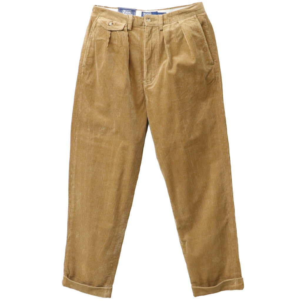 POLO RALPH LAUREN : RELAXED FIT CORDUROY WHITMAN CHINO PLEATED PANTS (GOLDEN BROWN)