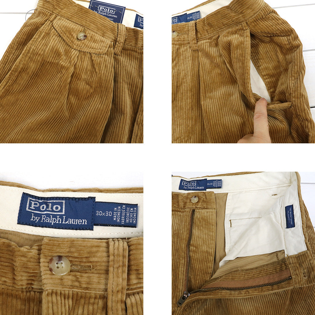 POLO RALPH LAUREN : RELAXED FIT CORDUROY WHITMAN CHINO PLEATED PANTS (GOLDEN BROWN)