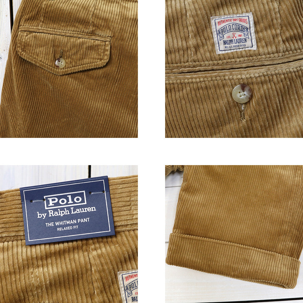 POLO RALPH LAUREN : RELAXED FIT CORDUROY WHITMAN CHINO PLEATED PANTS (GOLDEN BROWN)