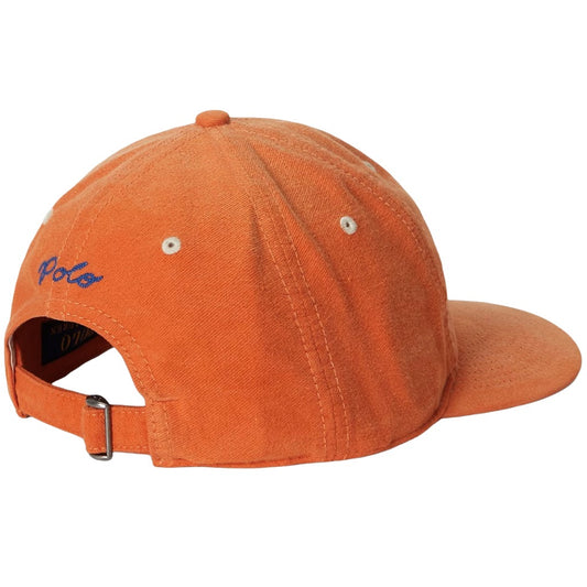 POLO RALPH LAUREN : FELT-PATCH CHAMOIS BASEBALL CAP (COLLEGE ORANGE)