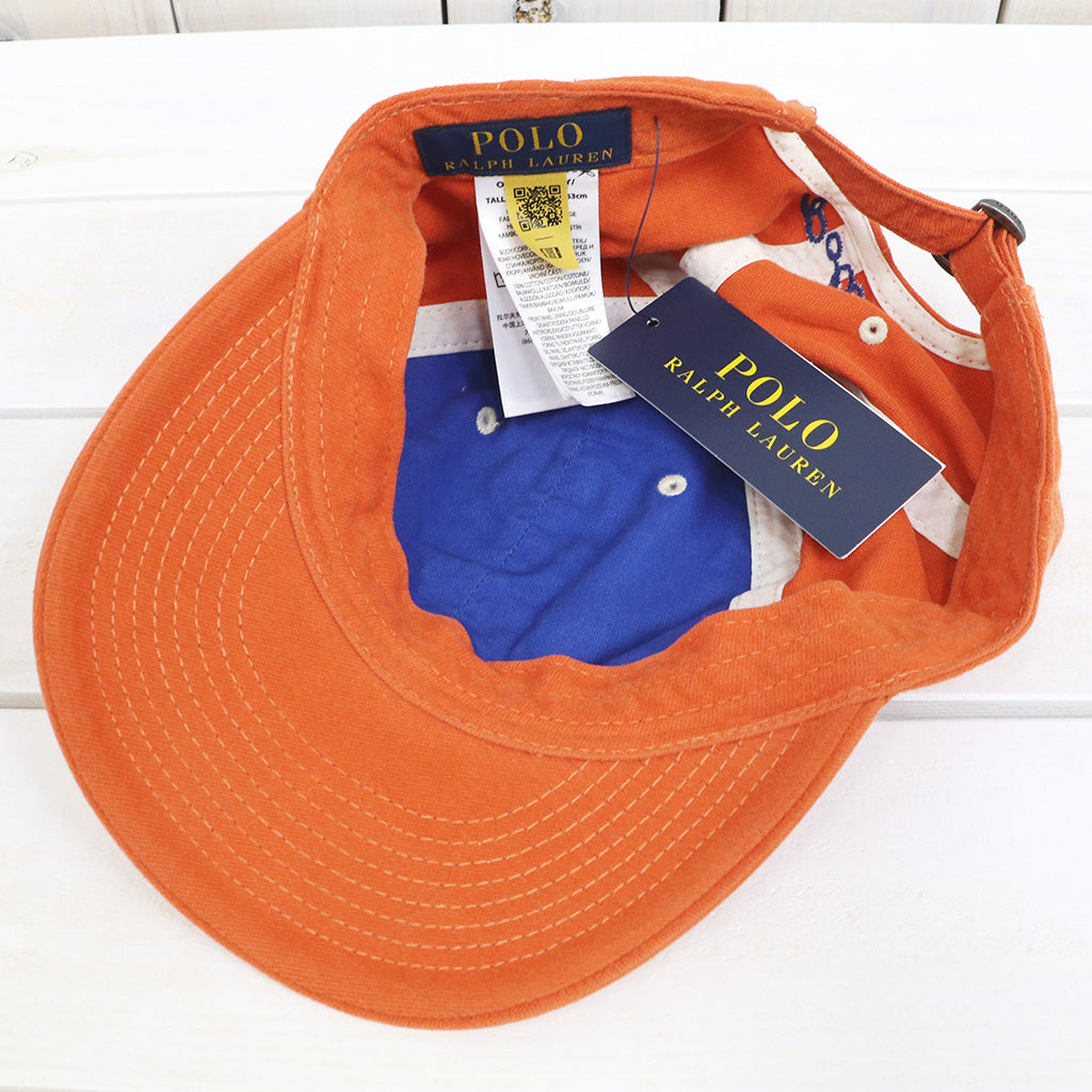 POLO RALPH LAUREN : FELT-PATCH CHAMOIS BASEBALL CAP (COLLEGE ORANGE)
