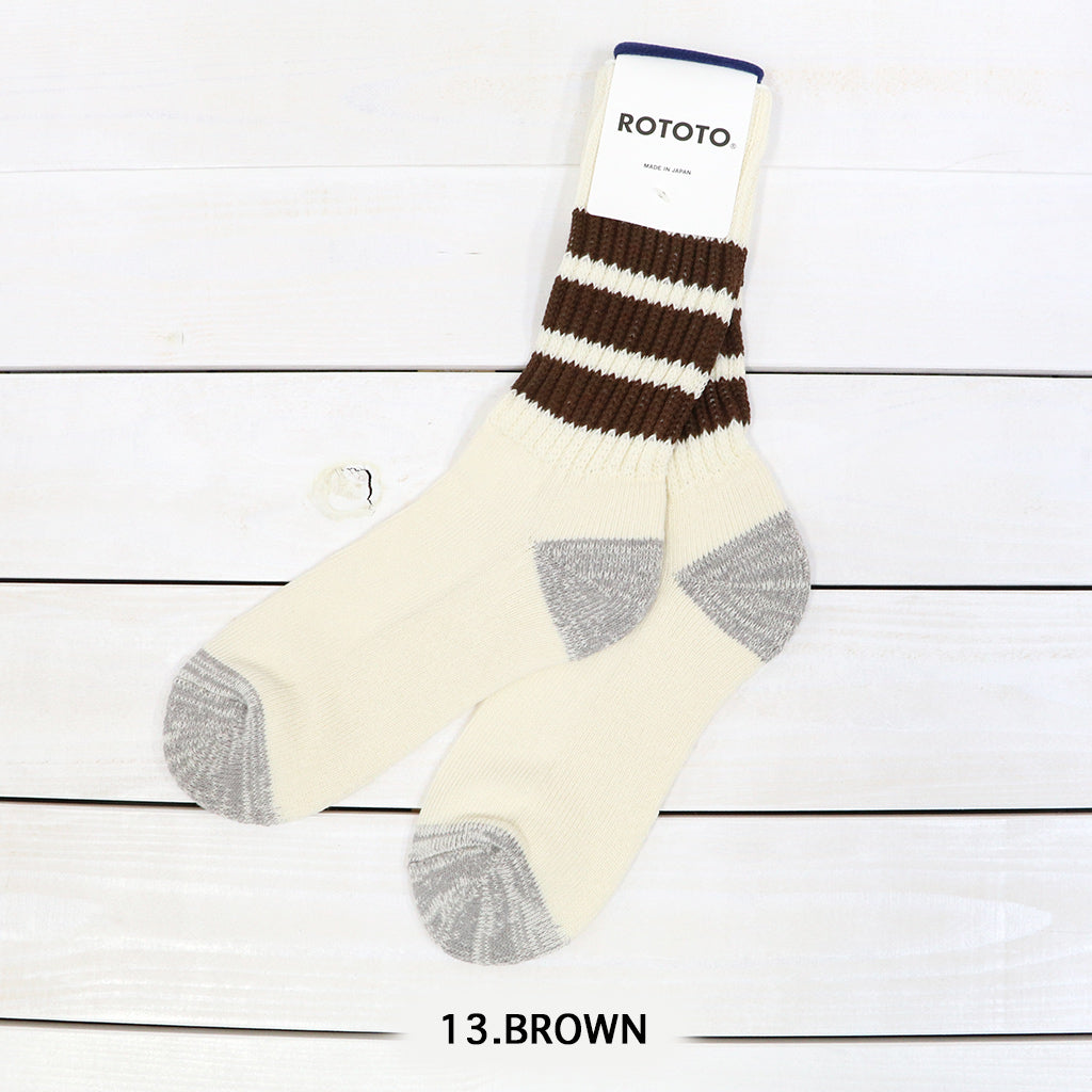 ROTOTO : COARSE RIBBED OLDSCHOOL CREW SOCKS (R1255)