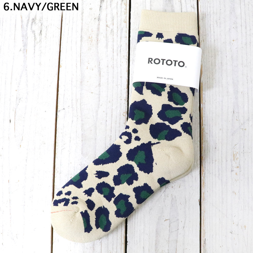 ROTOTO : PILE LEOPARD CREW SOCKS