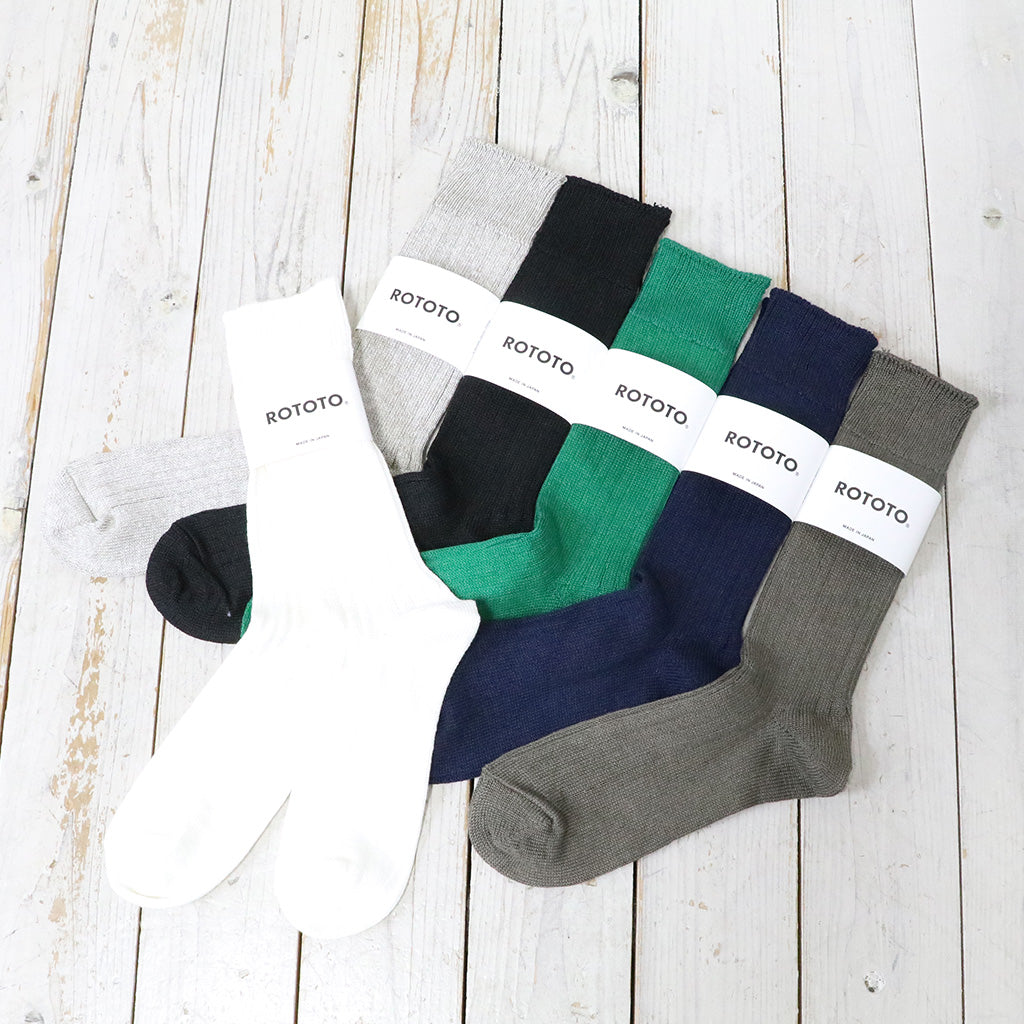 ROTOTO『LINEN COTTON RIBBED CREW SOCKS』