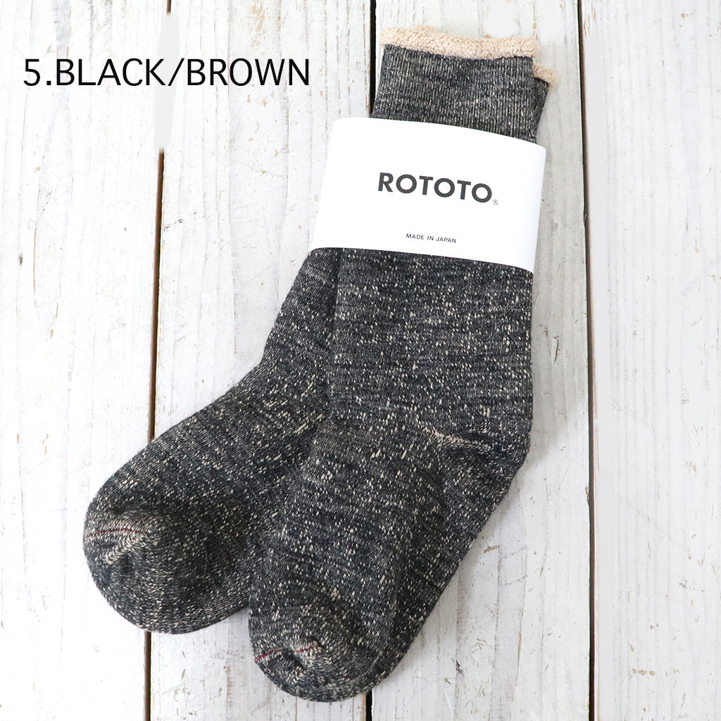 ROTOTO : DOUBLE FACE CREW SOCKS “MERINOWOOL & BROWN OG”