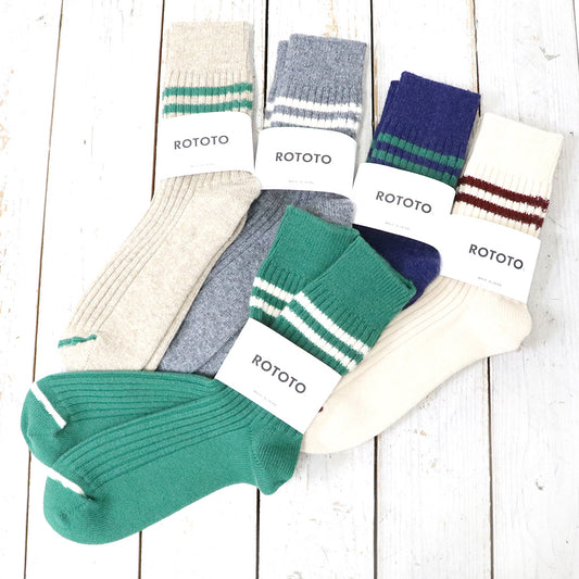 ROTOTO『MERINO LAMBS WOOL STRIPE SOCKS』